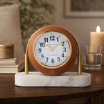 Sphere Table Clock with Marble Base- Brown
