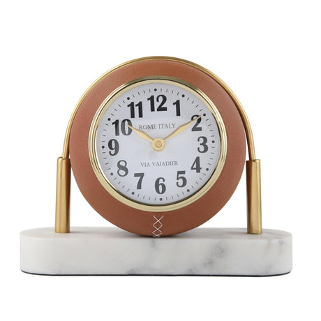 Sphere Table Clock with Marble Base- Brown