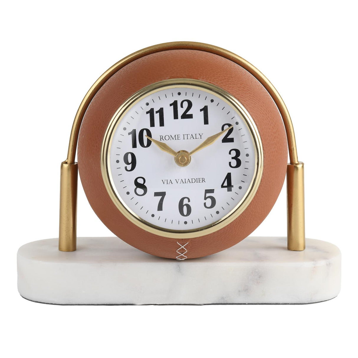 Sphere Table Clock with Marble Base- Brown