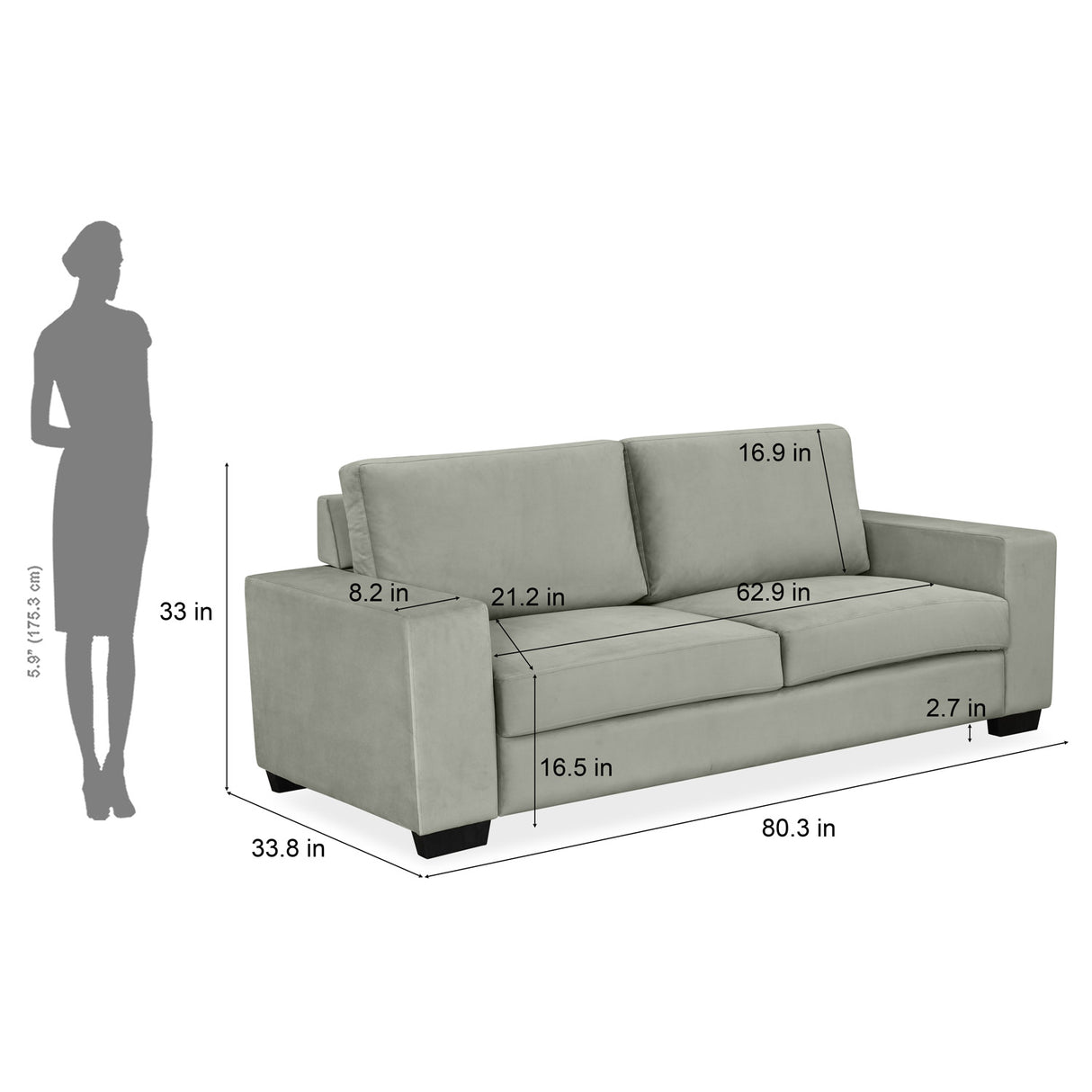 Shirley 3 Seater Sofa (Grey)
