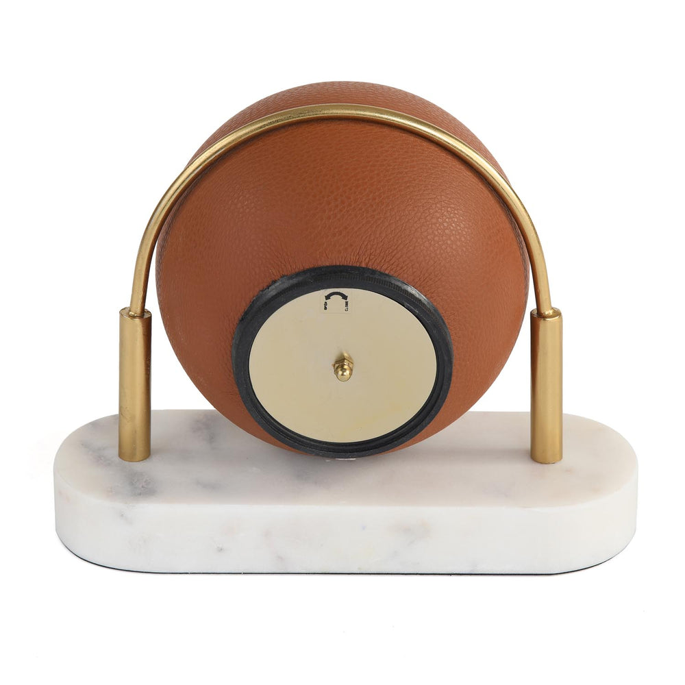Sphere Table Clock with Marble Base- Brown