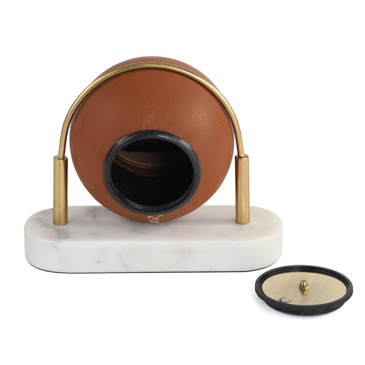 Sphere Table Clock with Marble Base- Brown