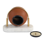 Sphere Table Clock with Marble Base- Brown