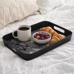 Melamine Serving Tray with Cube Handle Medium- Black