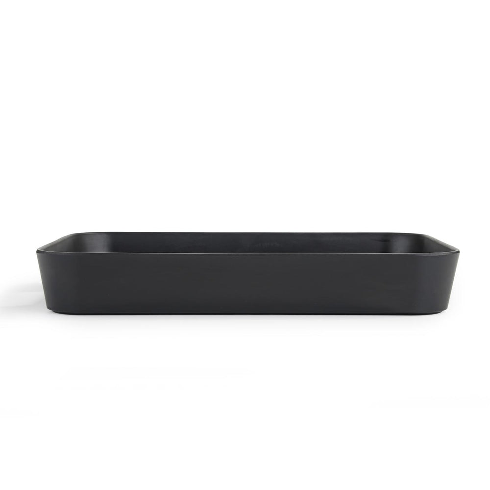 Melamine Serving Tray with Cube Handle Medium- Black