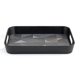 Melamine Serving Tray with Cube Handle Medium- Black