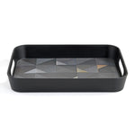 Melamine Serving Tray with Cube Handle Medium- Black