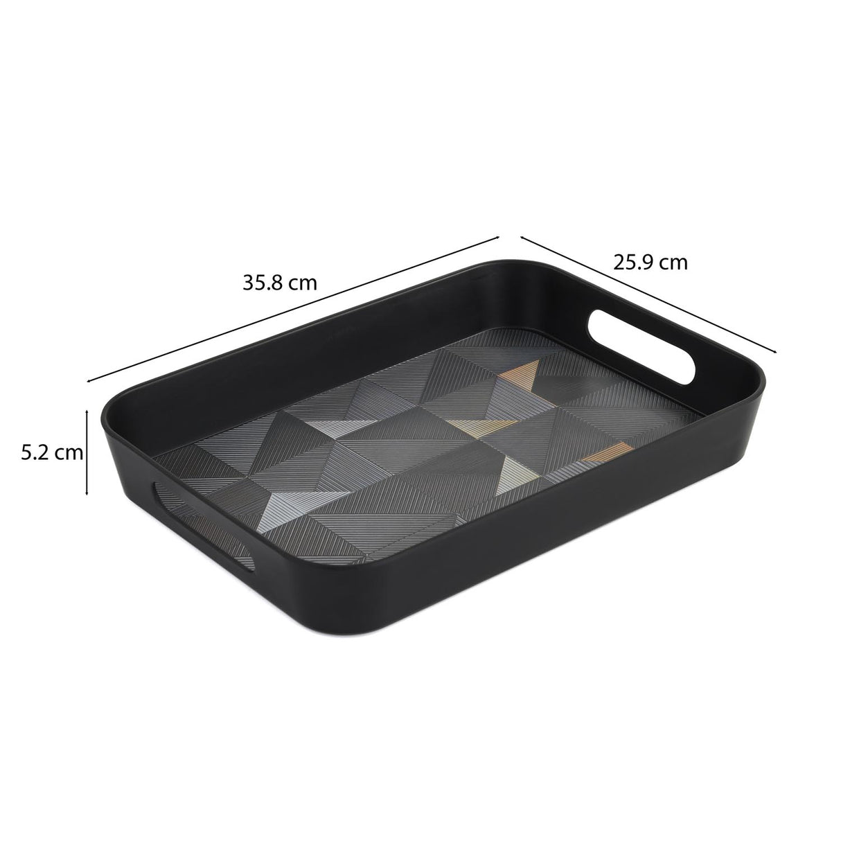 Melamine Serving Tray with Cube Handle Medium- Black