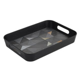 Melamine Serving Tray with Cube Handle Medium- Black