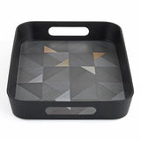 Melamine Serving Tray with Cube Handle Medium- Black