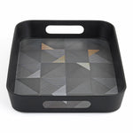 Melamine Serving Tray with Cube Handle Medium- Black