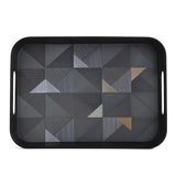 Melamine Serving Tray with Cube Handle Medium- Black