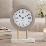 Round Wooden Table Clock with Stand- Taupe