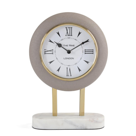 Round Wooden Table Clock with Stand- Taupe
