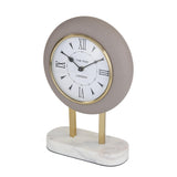 Round Wooden Table Clock with Stand- Taupe