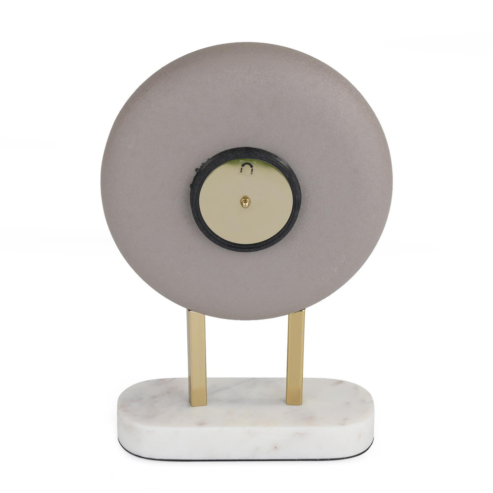 Round Wooden Table Clock with Stand- Taupe