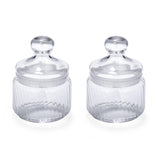 Elegant Striped Pattern 500 ml Glass Cannisters Set of 2- Transparent