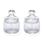 Elegant Striped Pattern 500 ml Glass Cannisters Set of 2- Transparent