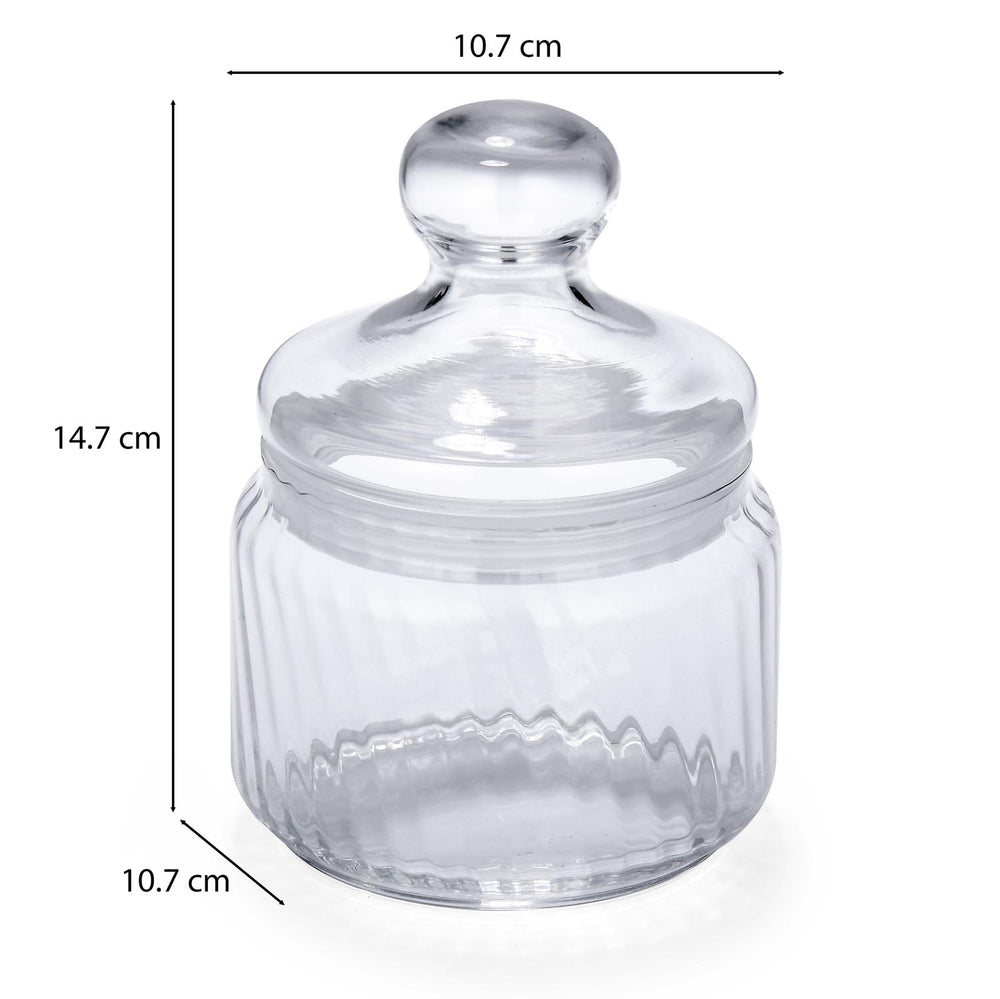 Elegant Striped Pattern 500 ml Glass Cannisters Set of 2- Transparent