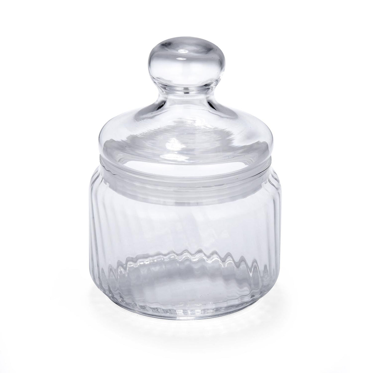 Elegant Striped Pattern 500 ml Glass Cannisters Set of 2- Transparent