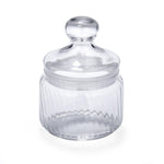 Elegant Striped Pattern 500 ml Glass Cannisters Set of 2- Transparent