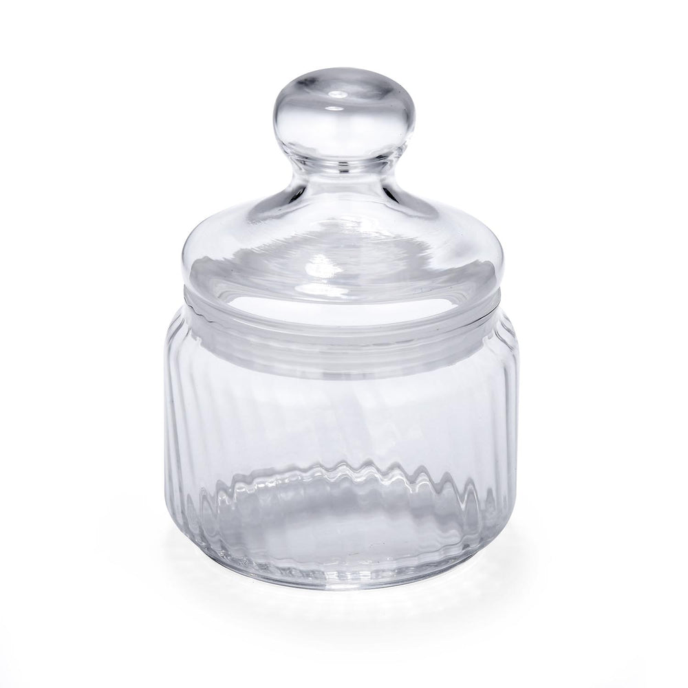 Elegant Striped Pattern 500 ml Glass Cannisters Set of 2- Transparent
