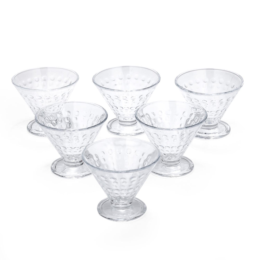 Elegant Dotted Pattern 120 ml Ice Cream Bowl Set of 6- Transparent
