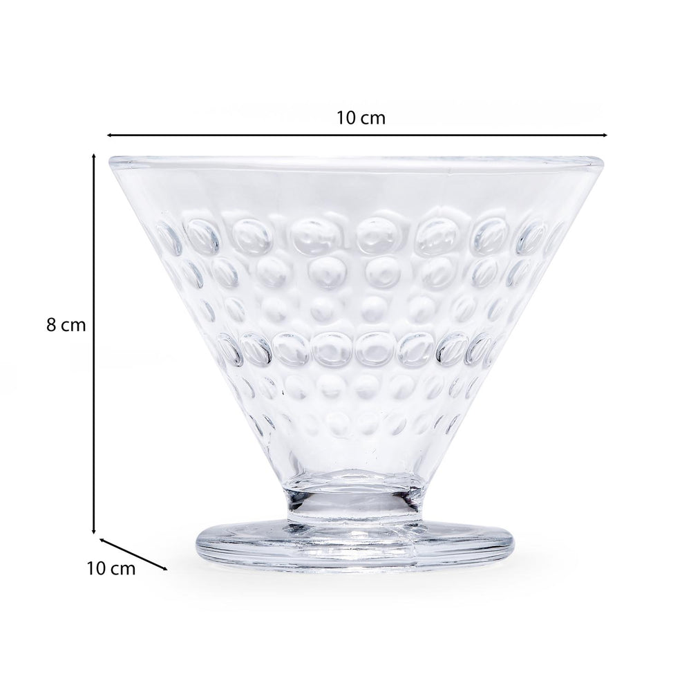 Elegant Dotted Pattern 120 ml Ice Cream Bowl Set of 6- Transparent