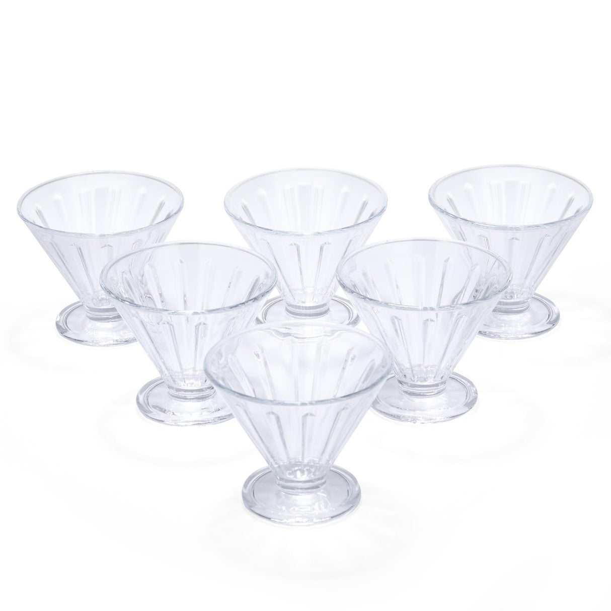 Elegant Striped Pattern 120 ml Ice Cream Bowl Set of 6- Transparent