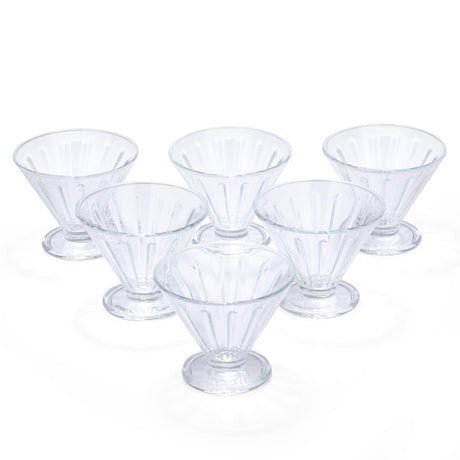 Elegant Striped Pattern 120 ml Ice Cream Bowl Set of 6- Transparent