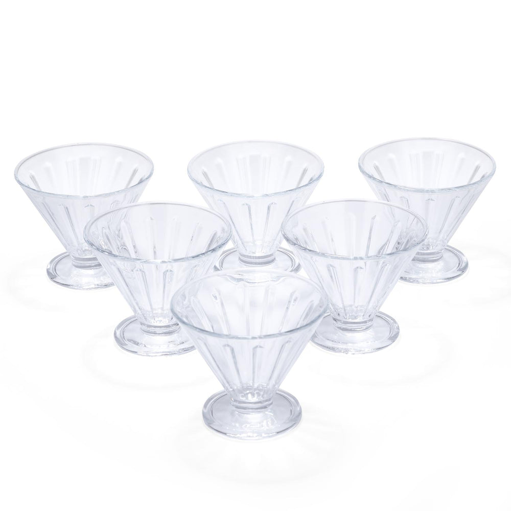 Elegant Striped Pattern 120 ml Ice Cream Bowl Set of 6- Transparent