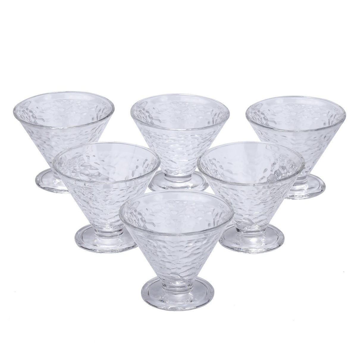 Elegant Frosted Pattern 120 ml Ice Cream Bowl Set of 6- Transparent