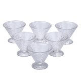 Elegant Frosted Pattern 120 ml Ice Cream Bowl Set of 6- Transparent