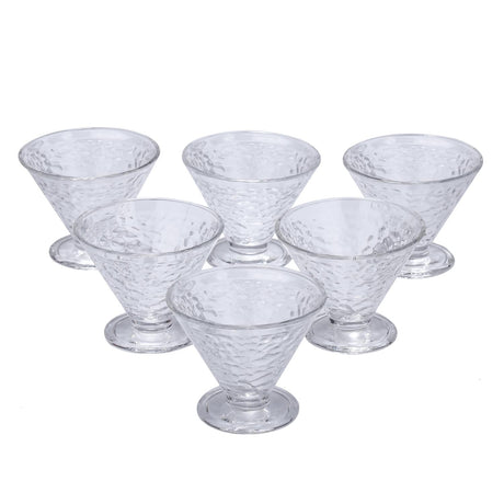 Elegant Frosted Pattern 120 ml Ice Cream Bowl Set of 6- Transparent