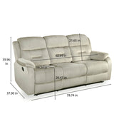 Rosia 3 Seater Manual Recliner Sofa (Light Brown)