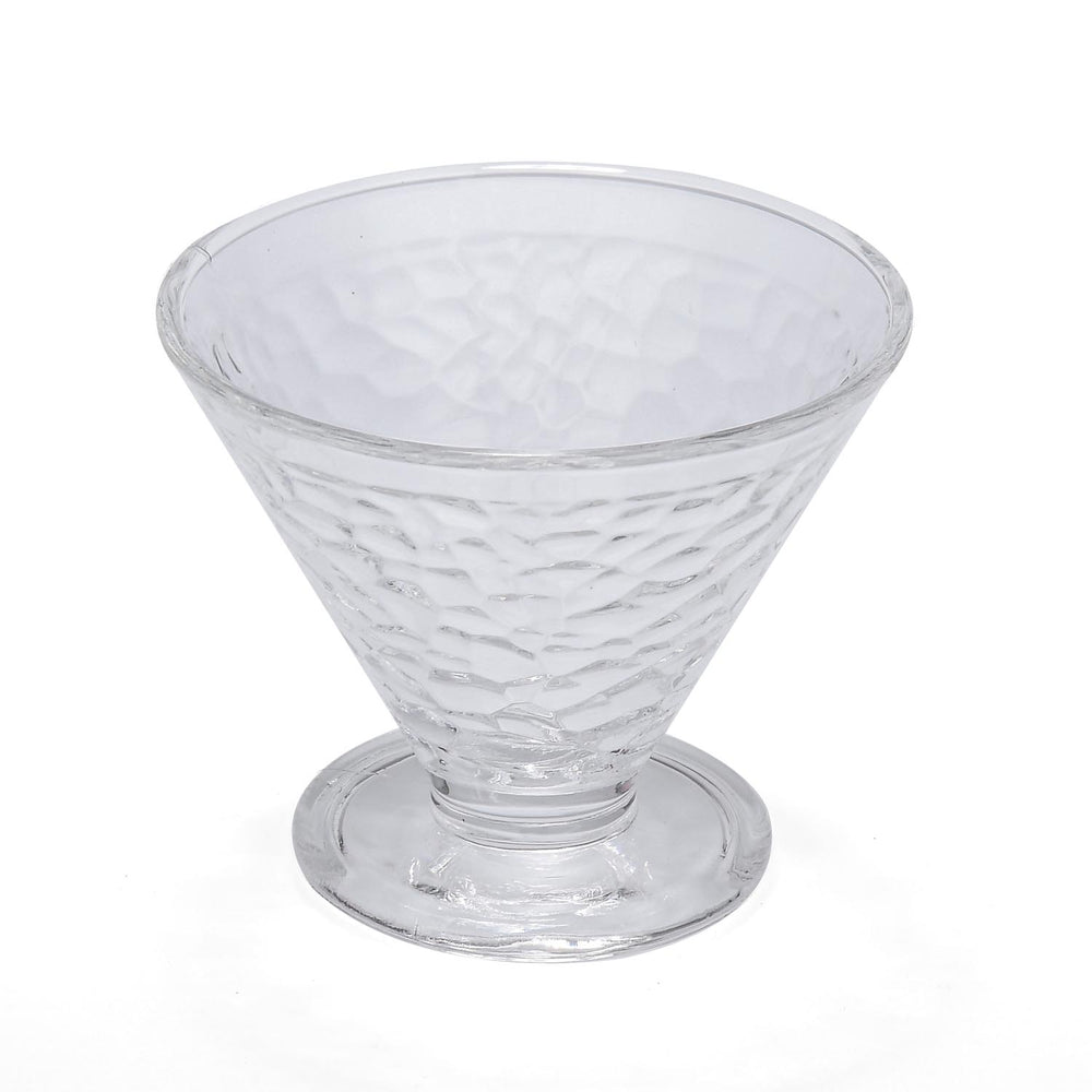 Elegant Frosted Pattern 120 ml Ice Cream Bowl Set of 6- Transparent