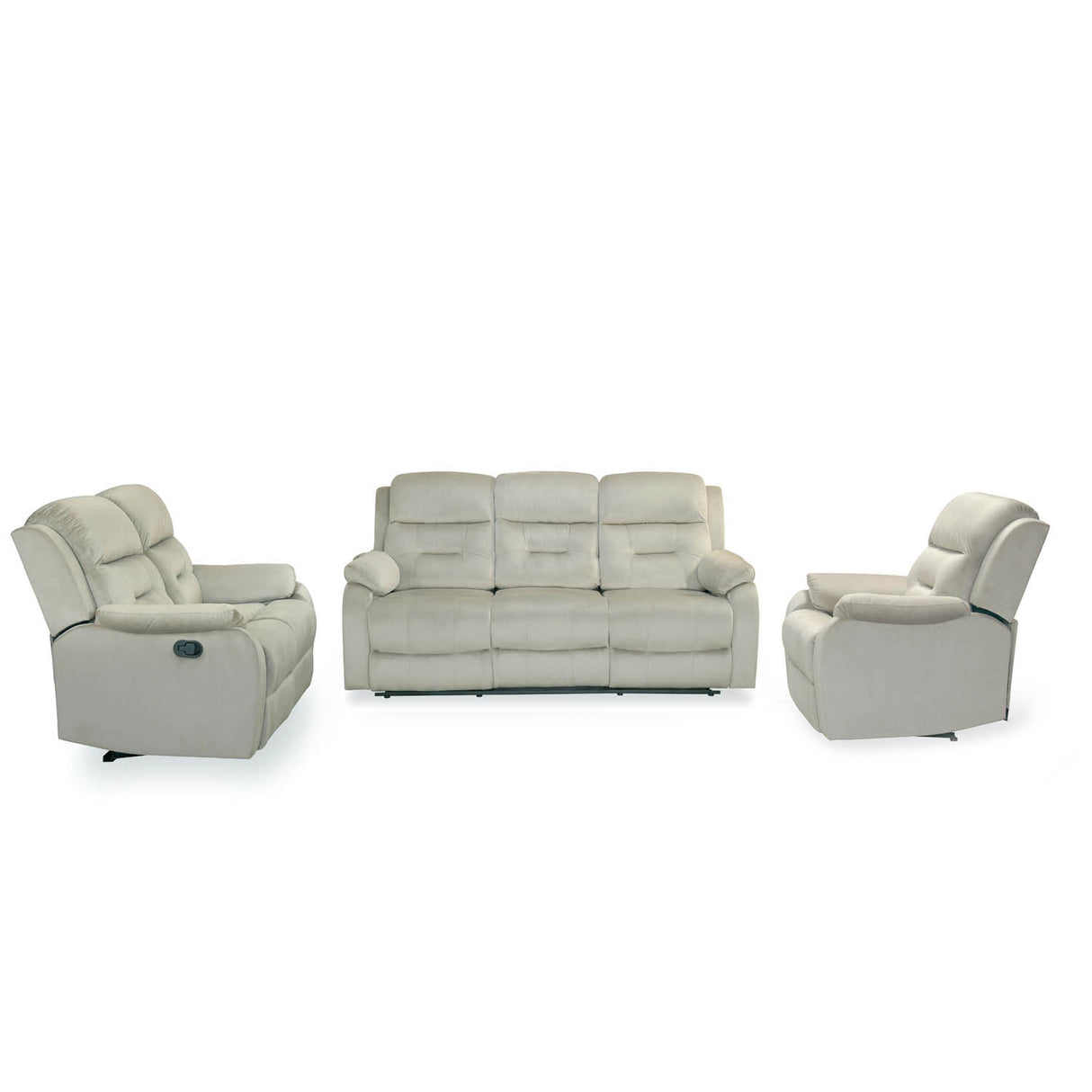 Rosia 3 Seater Manual Recliner Sofa (Light Brown)