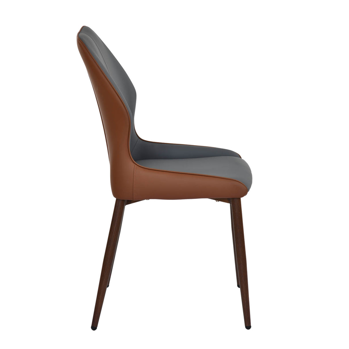 4 Seater Parquel Wooden Dining Set with Hexin Base and Ellipse Chairs- Walnut Brown