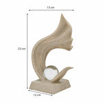 Waves with Crystal Sphere Table Décor Polyresin Showpiece- Sand Brown