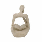 Abstract Human Reading Book Decorative Polyresin Showpiece- Sand Brown