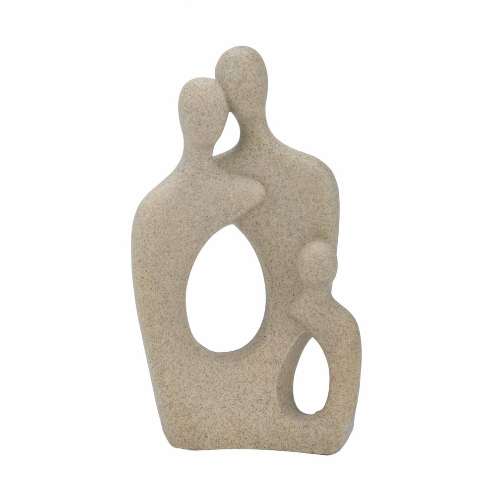 Family Trio Decorative Polyresin Showpiece- Sand Brown