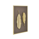 Two Leaves Metal & MDF Wall Art (Gold & Brown) right side view 2
