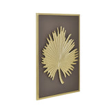 Gold and Brown pinnate leaf wall art décor in white background inclined view 2