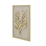 Two Branchlets Metal & MDF Wall Art (Cream & Gold) right side inclined view with white background 2