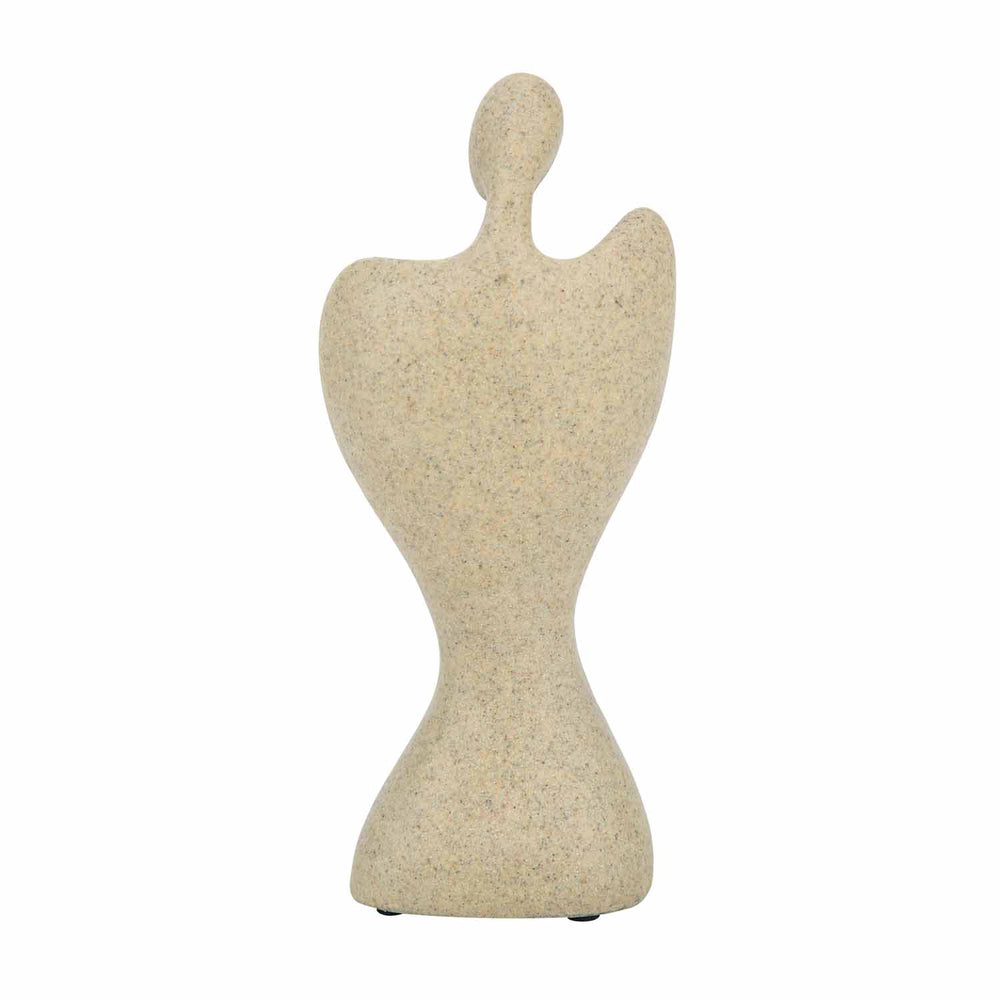 Abstract Human Holding Crystal Sphere Small Polyresin Showpiece- Sand Brown