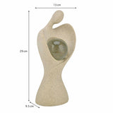 Abstract Human Holding Crystal Sphere Large Polyresin Showpiece- Sand Brown