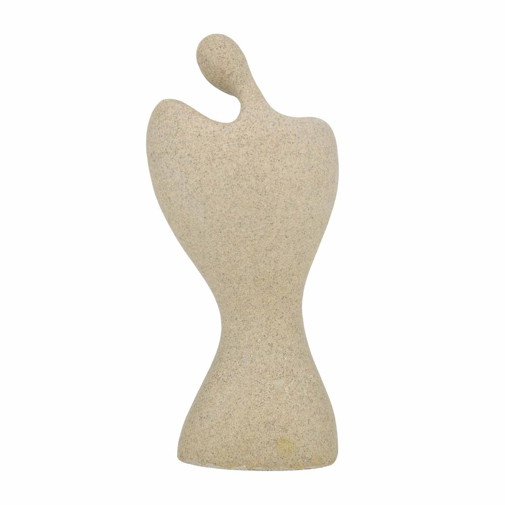 Abstract Human Holding Crystal Sphere Large Polyresin Showpiece- Sand Brown