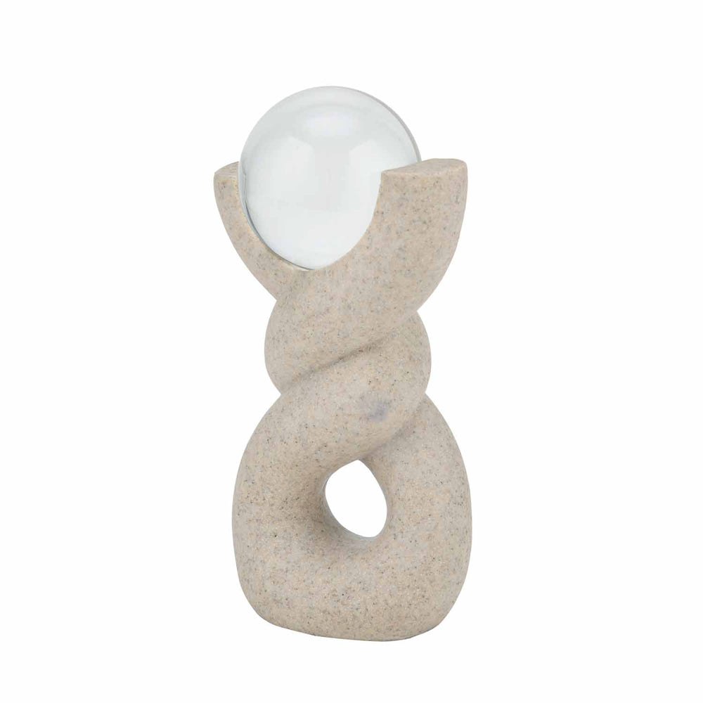 Swirl with Crystal Sphere Decorative Polyresin Showpiece- Sand Brown
