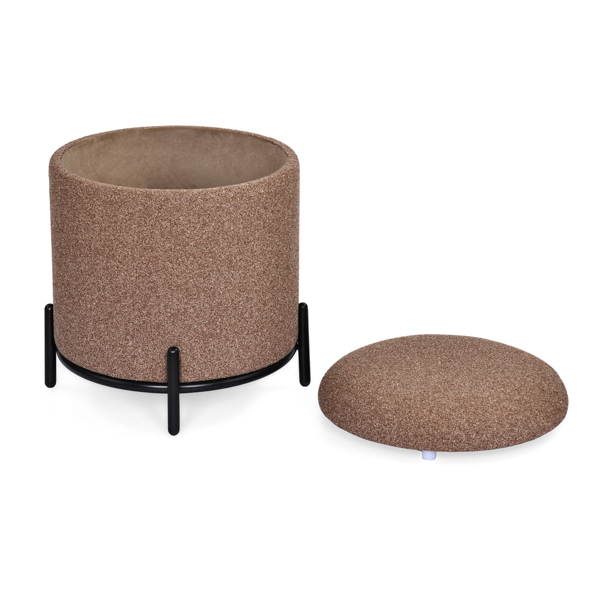 Volga Ottoman with Storage and Metal Base (Texture Brown)