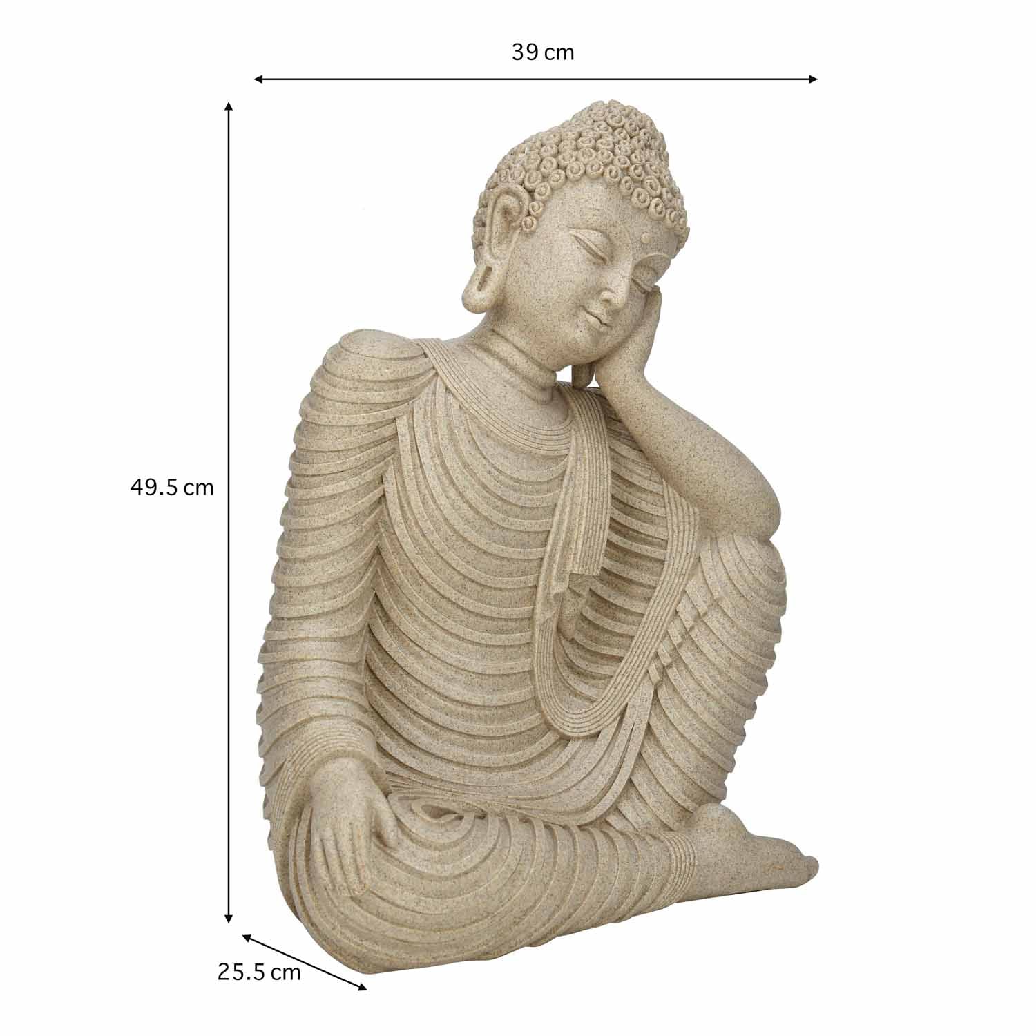 Thinking Buddha Decorative Polyresin Showpiece- Sand Brown